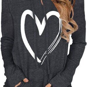 Women's Penceni "Heart" Hoodie Sweatshirt Long Sleeve Top
